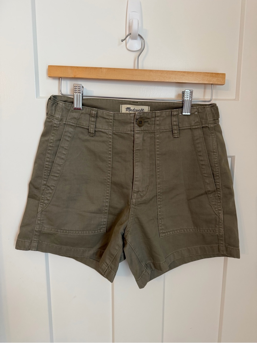 Madewell Olive Green Cotton Utility Shorts